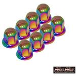 ISO33mm スチール製ナットキャップ フロント リア兼用 高さ50mm チタン色 デコキャップ 8個セット MAD MAX(マッドマックス)