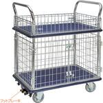 二段式ワゴン台車・上下金網付き・フットブレーキ付き エヌケーキャリーキャスター 二段式ワゴン台車・上下金網付き・フットブレーキ付き エヌケーキャリーキャスター