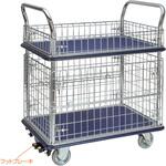 二段式ワゴン台車・上下金網付き・フットブレーキ付き エヌケーキャリーキャスター 二段式ワゴン台車・上下金網付き・フットブレーキ付き エヌケーキャリーキャスター
