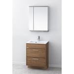 デザイン洗面 アール キャビネット+洗面ボウル一体型カウンター+木製二面鏡(幅600・LED照明) アサヒ衛陶