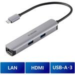 ドッキングステーション ハブ 5in1 【USB-A×3 HDMI LAN】 PD充電 外部モニター出力 4K 60Hz スリム エレコム