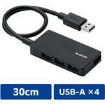 USBハブ USB3.0 4ポート セルフパワー ACアダプタ付 タブレット向け 薄型 コンパクト ケーブル長 30cm エレコム
