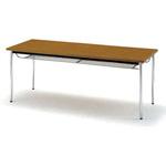 TOKIO ミーティングテーブル 丸脚棚付 1500×900mm チーク TOKIO(藤沢工業)