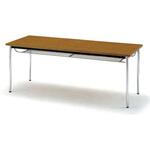 TOKIO ミーティングテーブル 丸脚棚付 1800×450mm チーク TOKIO(藤沢工業)