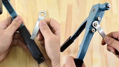 六角レンチで使用するリベットサイズにはめ替えます。