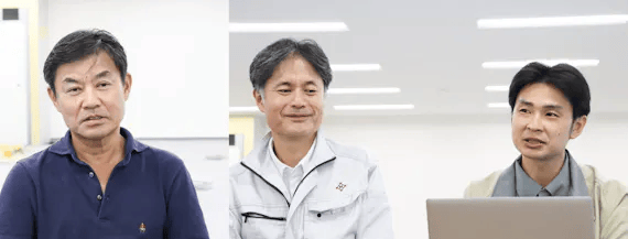 室町ビルサービス株式会社 執行役員 建築事業部 副事業部長 鬼海義治様(左) 建築事業部 技術部 次長 横尾隆史様(中央) 株式会社SMCR 東京支店 工事部 所長 齋藤 淳様(右)