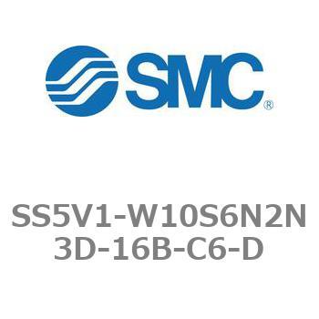 SS5V1-W10S6N2N3D-16B-C6-D 5ポートソレノイドバルブ用マニホールドベース SV1000シリーズ SS5V1-W10S6N2N3D 1個 SMC 【通販モノタロウ】
