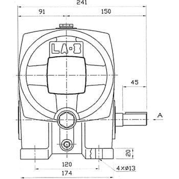 ウォーム減速機 LA型 軸配置：標準 脚取付