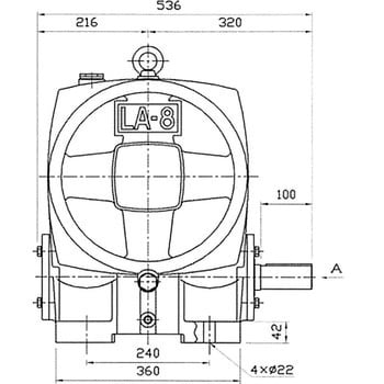 ウォーム減速機 LA型 軸配置：入力反対