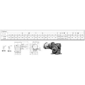 シグマー 直交軸脚取付形減速機 三相0.2KW 減速比1/30 ブレーキ無