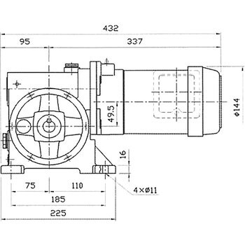 PN043-200 両出力軸 モータ付ウォーム減速機 PN型 軸配置：両出力軸 1