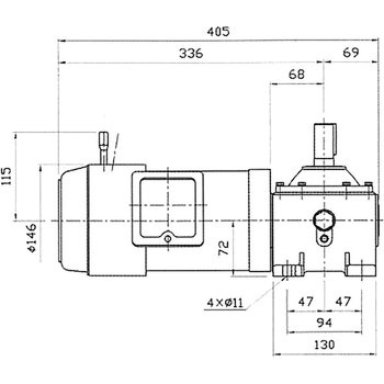モータ付ウォーム減速機 PNCB型 軸配置：両出力軸 青木精密工業