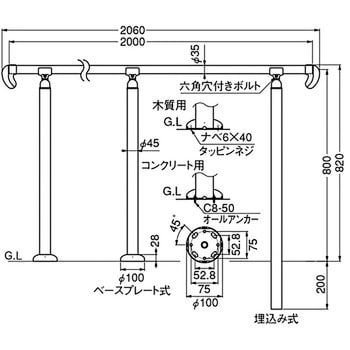 アプローチ手すり AP-31 シロクマ 【通販モノタロウ】