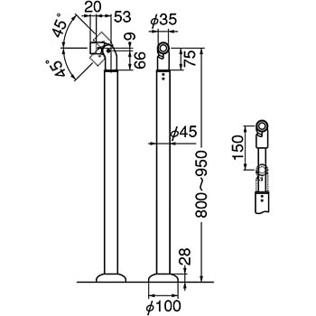 自在エンド支柱 ABR-720 シロクマ 建築用パイプ 【通販モノタロウ】