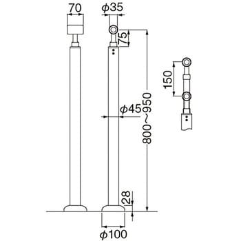ABR-721B ストレートジョイント支柱 ABR-721 1本 シロクマ 【通販
