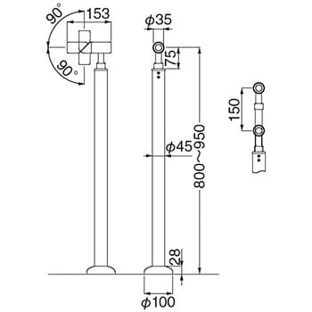 自在ジョイント支柱 ABR-722 シロクマ 建築用パイプ 【通販モノタロウ】