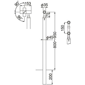 ABR-722U 自在ジョイント支柱 ABR-722 1本 シロクマ 【通販サイト