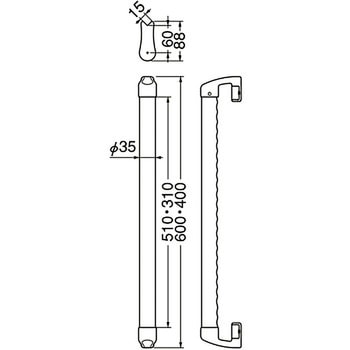 スリム出隅ディンプル手すり BR-598 シロクマ