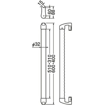 スリム出隅ディンプル手すり BR-599 シロクマ 【通販モノタロウ】