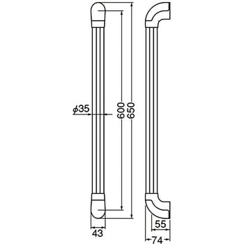 BR-555 ユニバーサルクッション手すり 1本 シロクマ 【通販サイト