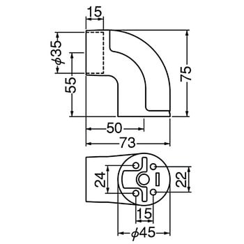 UP形ブラケットエンド BR-187 シロクマ パイプブラケット 【通販