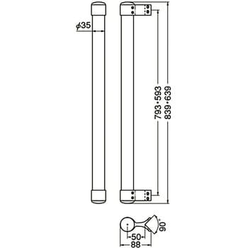 BR-563 丸棒手すり出隅 BR-563 1本 シロクマ 【通販サイトMonotaRO】