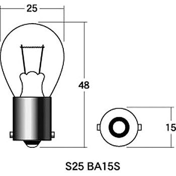 2輪車用口金球 S25 12V(シングル球) M&H