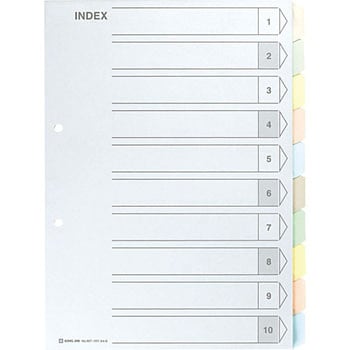 907-10Y カラーインデックス 10山 キングジム 2穴 A4タテサイズ 1