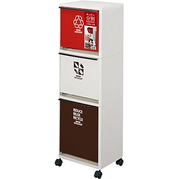 資源ゴミ分別ワゴン3段カラー43L アスベル 分別用ゴミ箱本体 【通販 