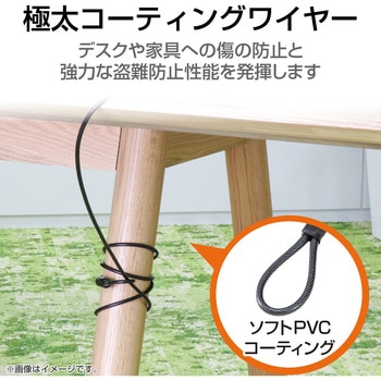 セキュリティワイヤー シリンダー錠 Nano Saver(2.5×6)互換 通常キー ESL-702 セキュリティケーブル パソコン エレコム