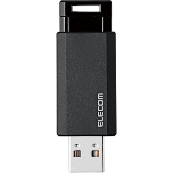 USBメモリ USB3.1(Gen1) ノック式 自動収納 ストラップホール 1年保証 16GB ブラック色