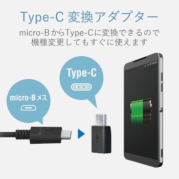 USB変換アダプタ C-microB USB2.0 認証品 難燃性 タイプC スマートフォン タブレット エレコム
