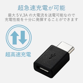 USB変換アダプタ C-microB USB2.0 認証品 難燃性 タイプC スマートフォン タブレット エレコム