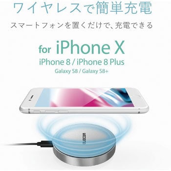 ワイヤレス充電器 スマホ充電器 iPhone充電器 Qi 規格対応 卓上 5W microB ケーブル付 (50cm) 置くだけ充電