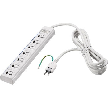 3ピン式電源タップ7個口5mホワイト常時通電スイッチ付 BUFFALO(バッファロー)