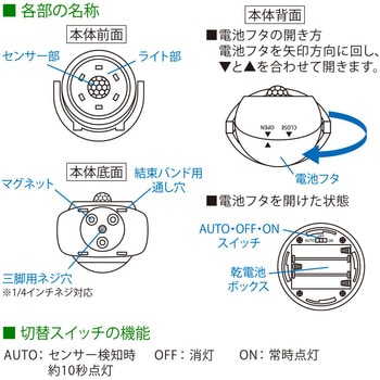 LEDセンサーライト 乾電池式 オーム電機