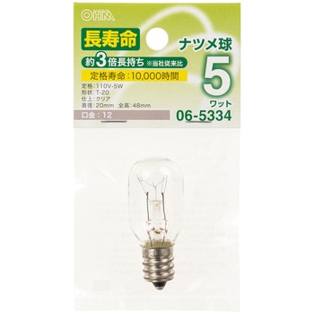 長寿命ナツメ球 E12 5W オーム電機