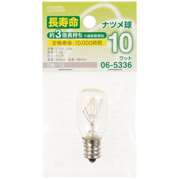 長寿命ナツメ球 E12 10W オーム電機