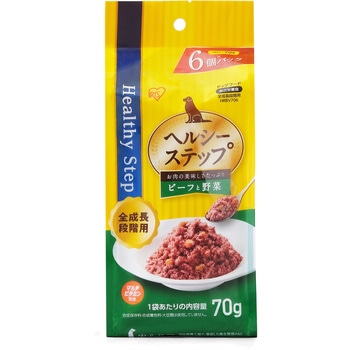 ヘルシーステップレトルト ビーフと野菜70g×6P 全成長段階用 アイリスオーヤマ
