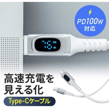 USB TypeCケーブル_USB2.0_電力表示 サンワダイレクト