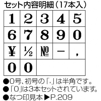 柄付ゴム印 連結式 数字 シヤチハタ