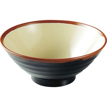 メラミン「長次郎窯」 そば丼 千羽鶴印(エンテック)