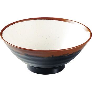 メラミン「長次郎窯」 そば丼 千羽鶴印(エンテック)
