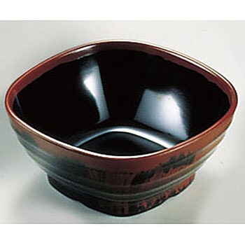 メラミン「長次郎窯」 角小鉢 千羽鶴印(エンテック)