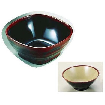 メラミン「長次郎窯」 角小鉢 千羽鶴印(エンテック)