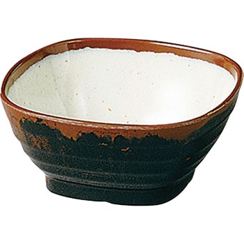 メラミン「長次郎窯」 角小鉢 千羽鶴印(エンテック)