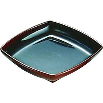 メラミン「長次郎窯」 角小皿 千羽鶴印(エンテック)