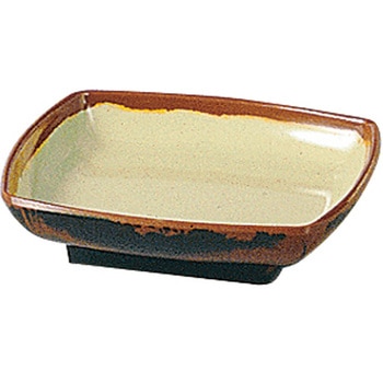 メラミン「長次郎窯」 角小皿 千羽鶴印(エンテック)