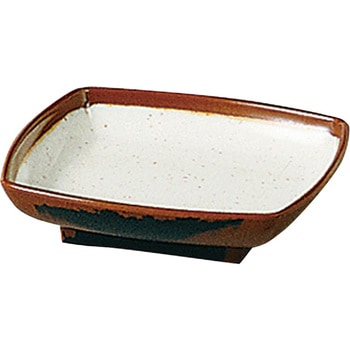 メラミン「長次郎窯」 角小皿 千羽鶴印(エンテック)