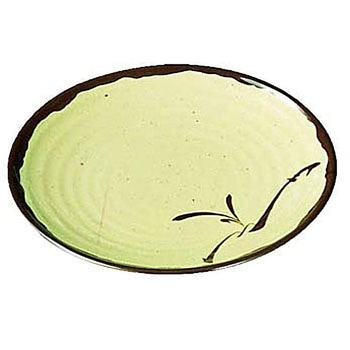 メラミン「織部」 丸皿 千羽鶴印(エンテック)